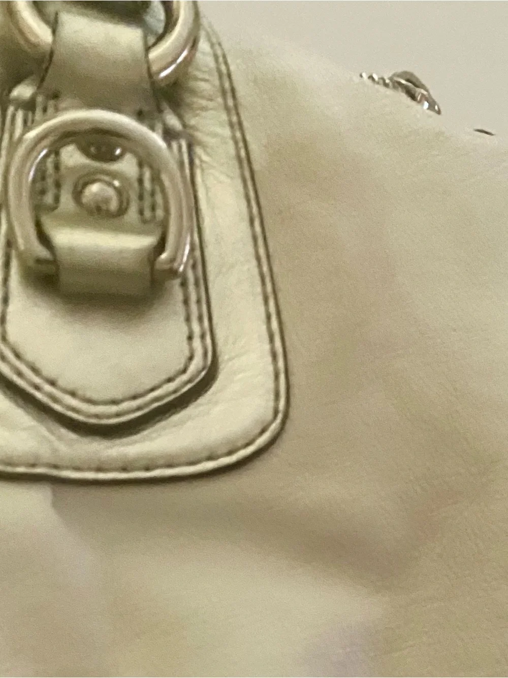 Coach Ashley Cream/Silver Leather Satchel with Convertible Straps
